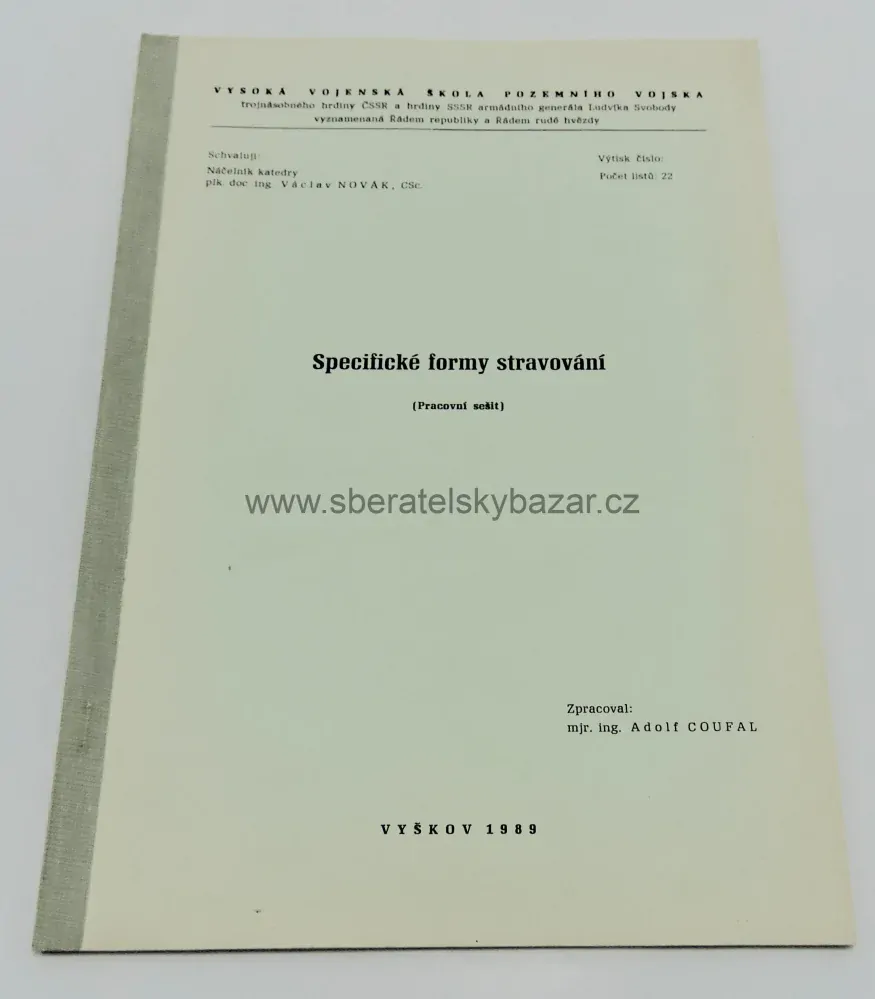 Specifické formy stravovaní ČSLA - Pracovní sešit 