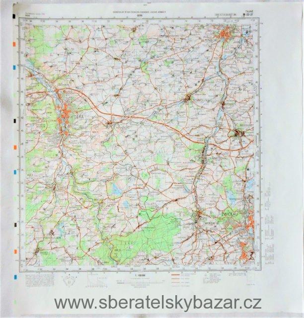 Mapa generálního štábu ČSLA  -  GERA 1 : 100 000