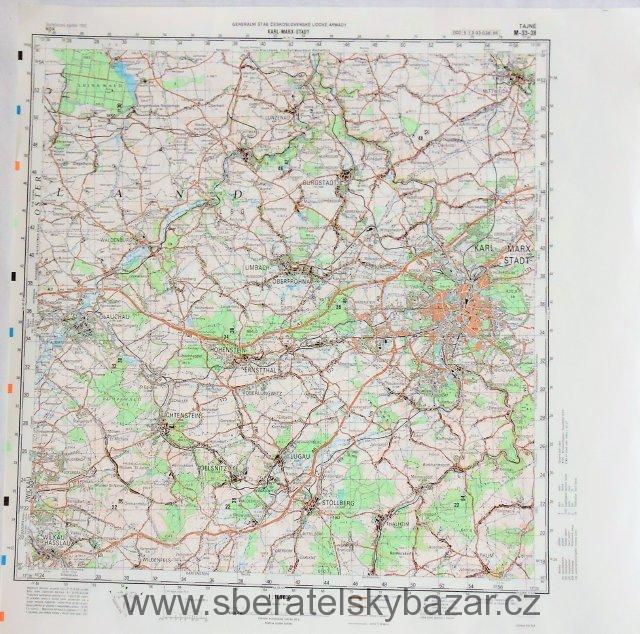 Mapa generálního štábu ČSLA  -  KARL-MARX-ST 1 : 100 000ADT