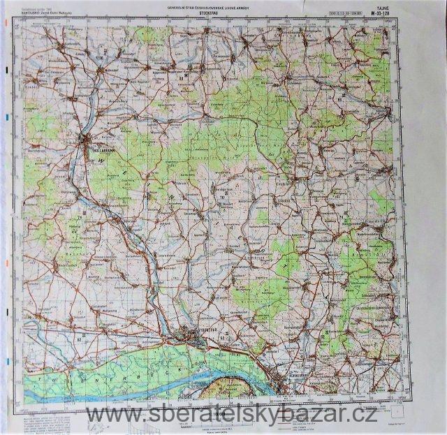 Mapa generálního štábu ČSLA  -  STOCKERAU 1 : 100 000