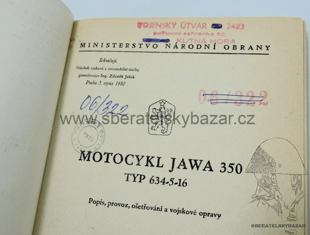  Předpis Jawa 350 - originál ČSLA 