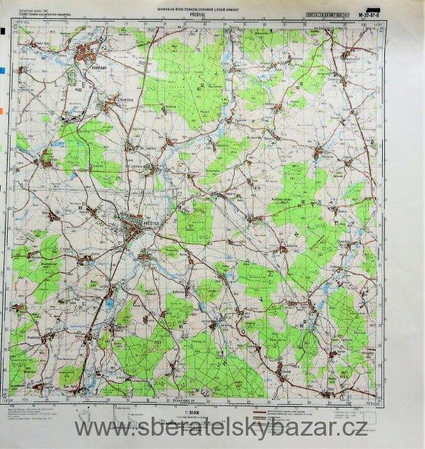 Mapa generálního štábu ČSLA  -  PŘEŠTICE 1 : 50 000