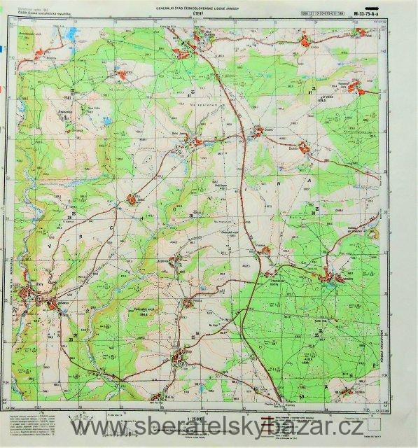 Mapa generálního štábu ČSLA  -  ÚTERÝ 1 : 25 000
