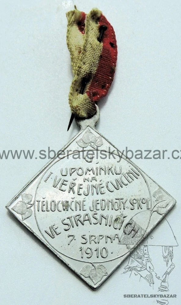 Sokol Strašnice 1910 I.veřejné cvičení 25x25 ouš., stužka 