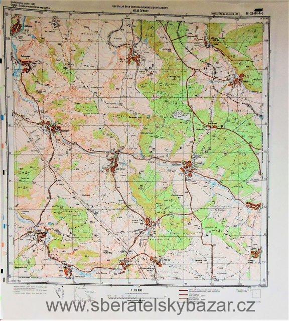 Mapa generálního štábu ČSLA  -  VELKÁ ČERNOC 1 : 25 000