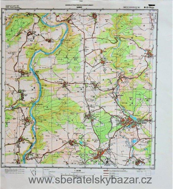 Mapa generálního štábu ČSLA  -  RADNICE 1 : 25 000