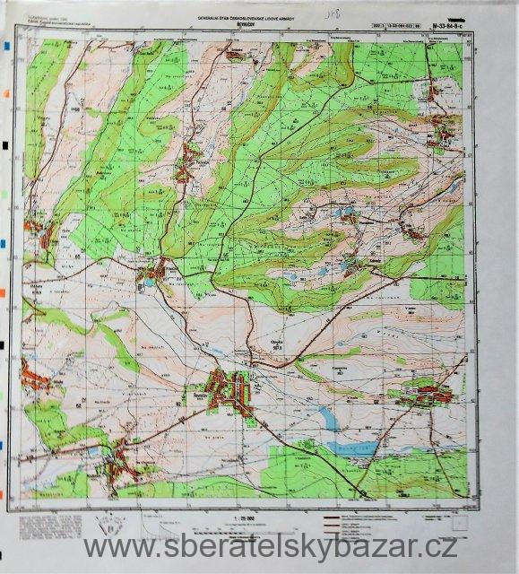 Mapa generálního štábu ČSLA  -  ŘEVNIČOV 1 : 25 000
