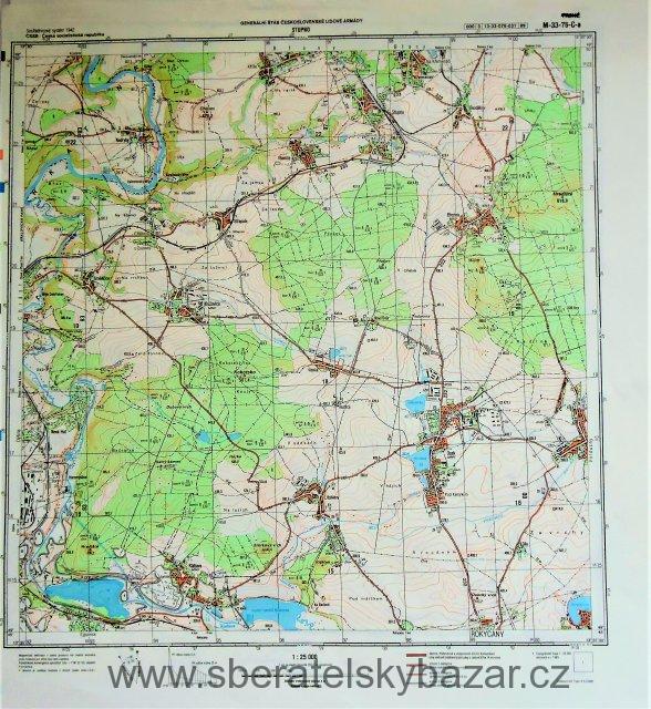 Mapa generálního štábu ČSLA  -  STUPNO 1 : 25 000