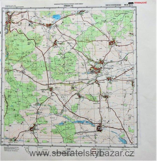 Mapa generálního štábu ČSLA  -  HEŘMANOVA HUŤ 1 : 25 000