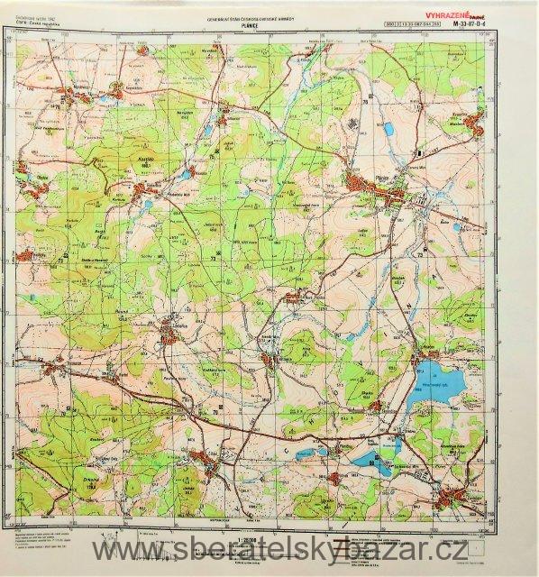 Mapa generálního štábu ČSLA  - PLÁNICE 1 : 25 000