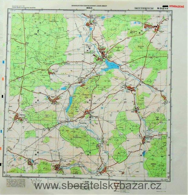 Mapa generálního štábu ČSLA  - MERKLÍN 1 : 25 000