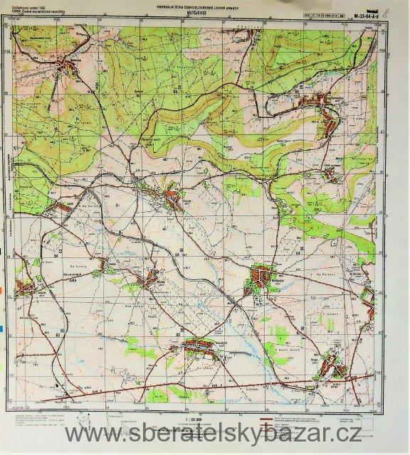 Mapa generálního štábu ČSLA  - MUTĚJOVICE 1 : 25 000