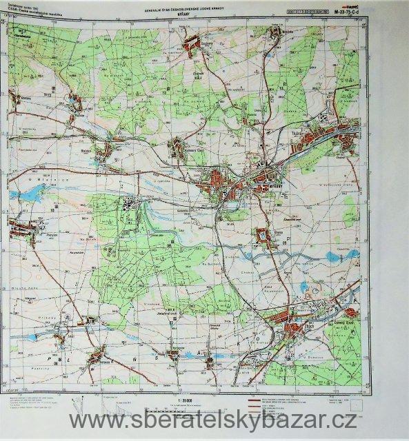 Mapa generálního štábu ČSLA  - NÝŘANY 1 : 25 000