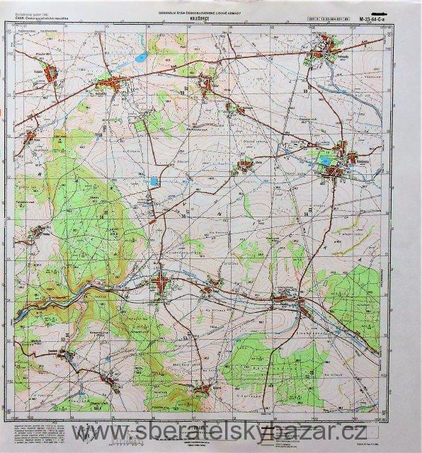Mapa generálního štábu ČSLA  - KOLEŠOVICE 1 : 25 000