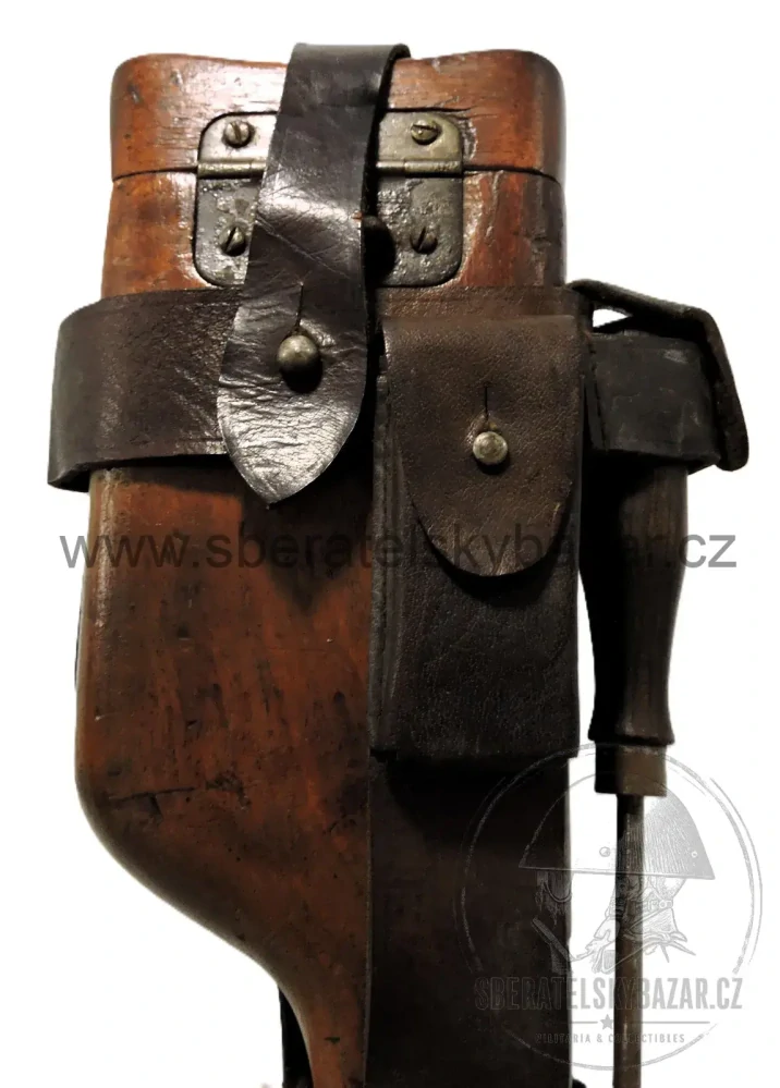 Mauser C96 – originální pažba/pouzdro + kožený postroj A.PH. HOFFMANN