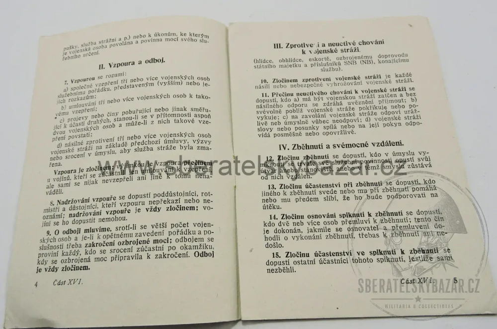 Čs. vojenský předpis – Nejdůležitější zásady vojenského trestního práv 