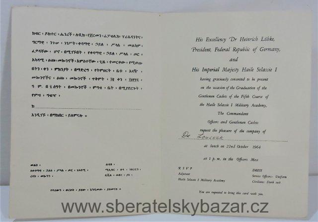 Haile selassie I military academy -  pozvánka