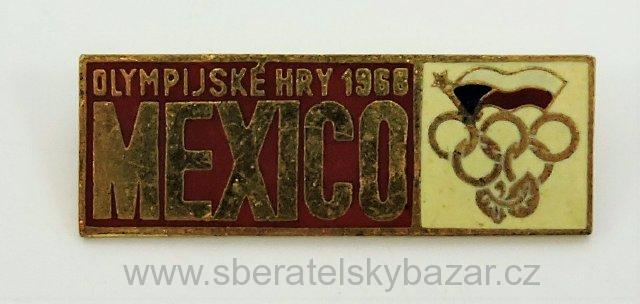 MEXICO 1968 / OLYMPIJSKÉ HRY / OLYMPIÁDA / odznak na sponu - délka 4cm