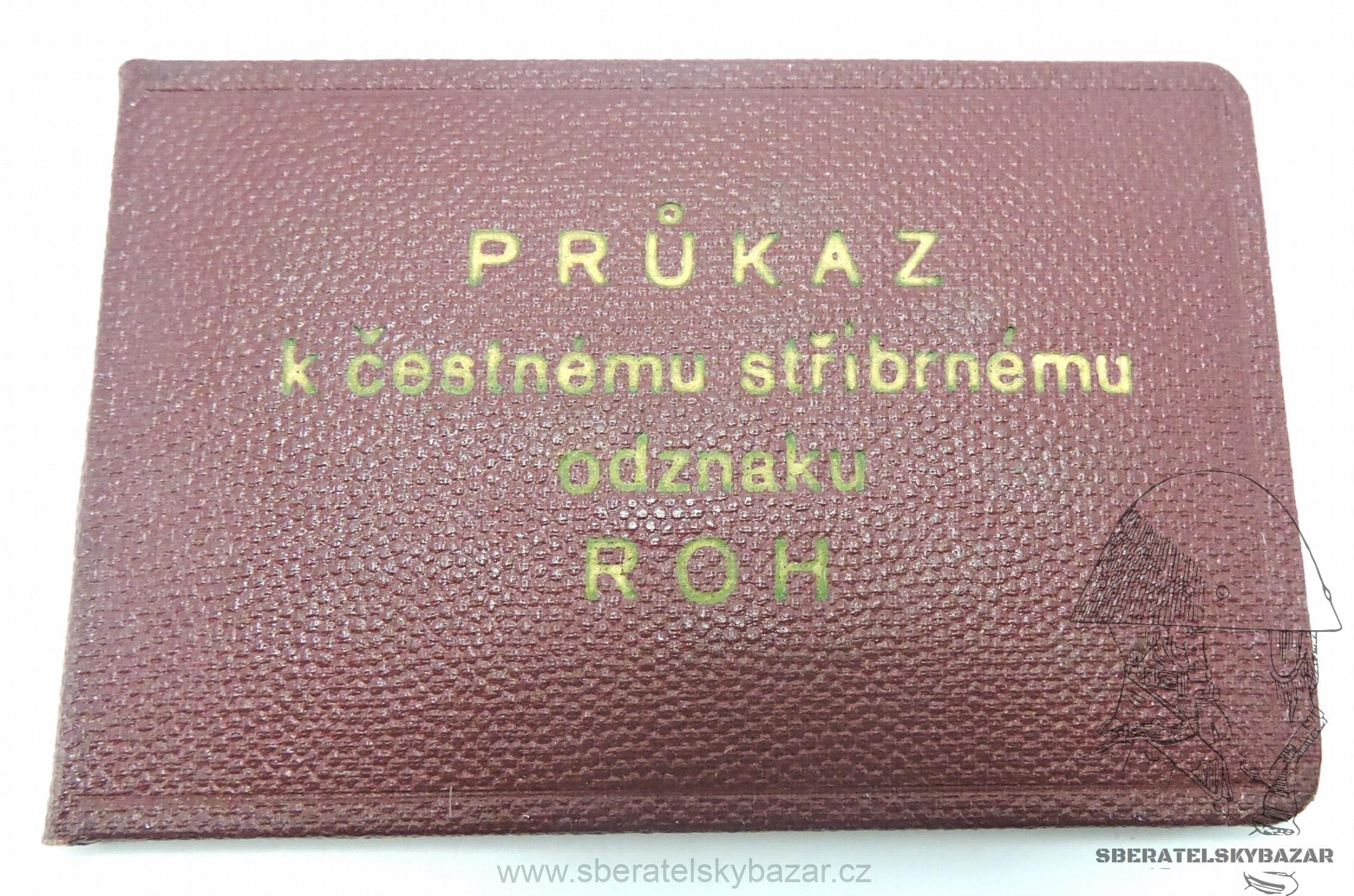 Průkaz k čestnému stříbrnému odznaku ROH