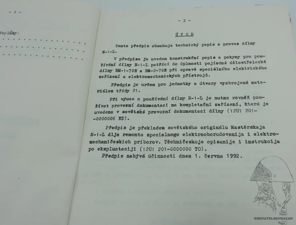 Předpis Pojízdná dělostřelecká dílna RM-1-70E -a RM-2-70E dílna N-1-L