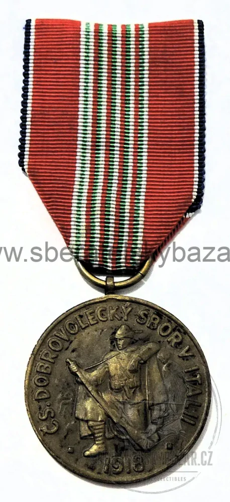 Dekret + pamětní medaile Čs. dobrovoleckého sboru v Itálii 1918–1948