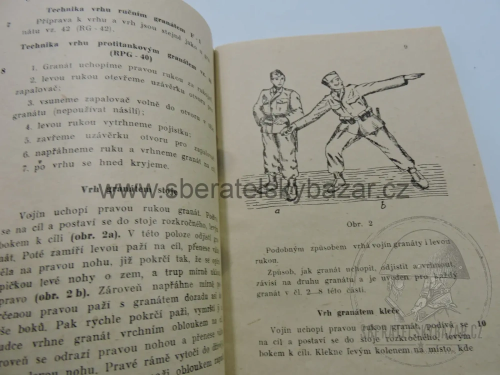Čs. vojenský předpis – Výcvik ve vrhu granátem – 1947