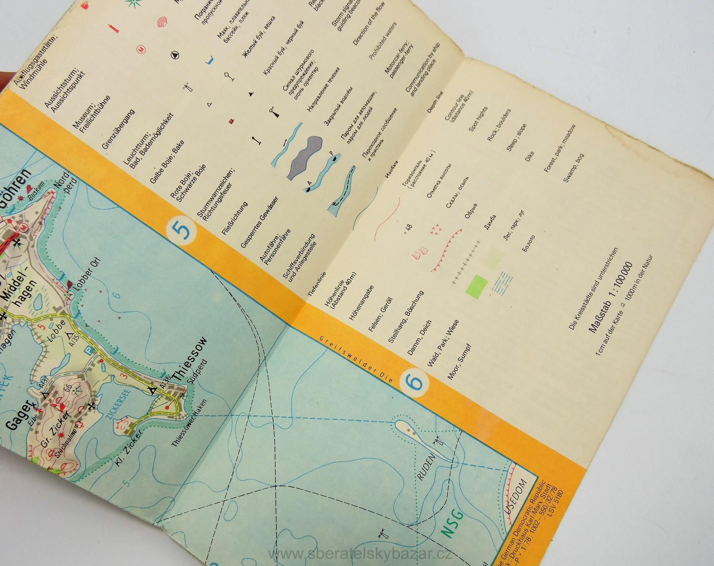 Turistická mapa Augen Hiddensee cca.1965