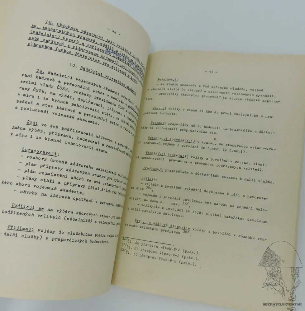 	 Originál předpis Působnost velitelů v kádrové a personální práci 