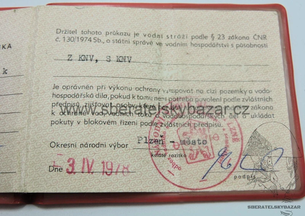 Odznak Vodní stráž - včetně průkazu sčíslováno 