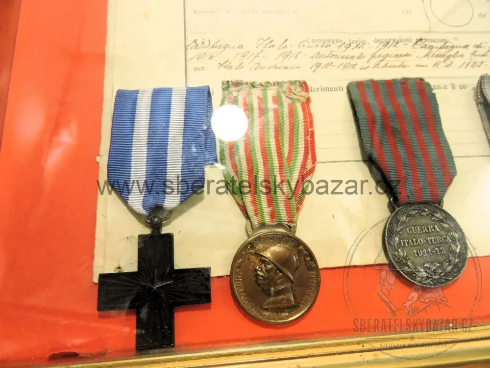 ITALSKO-TURECKÁ VÁLKA 1911–1912 – 5 MEDAILÍ + VOJENSKÝ SLUŽEBNÍ LIST
