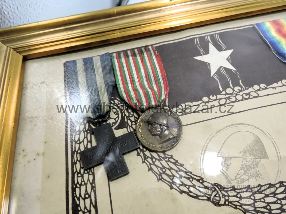 Itálie WWI – pamětní komplet po padlém vojákovi + medaile jeho matky s