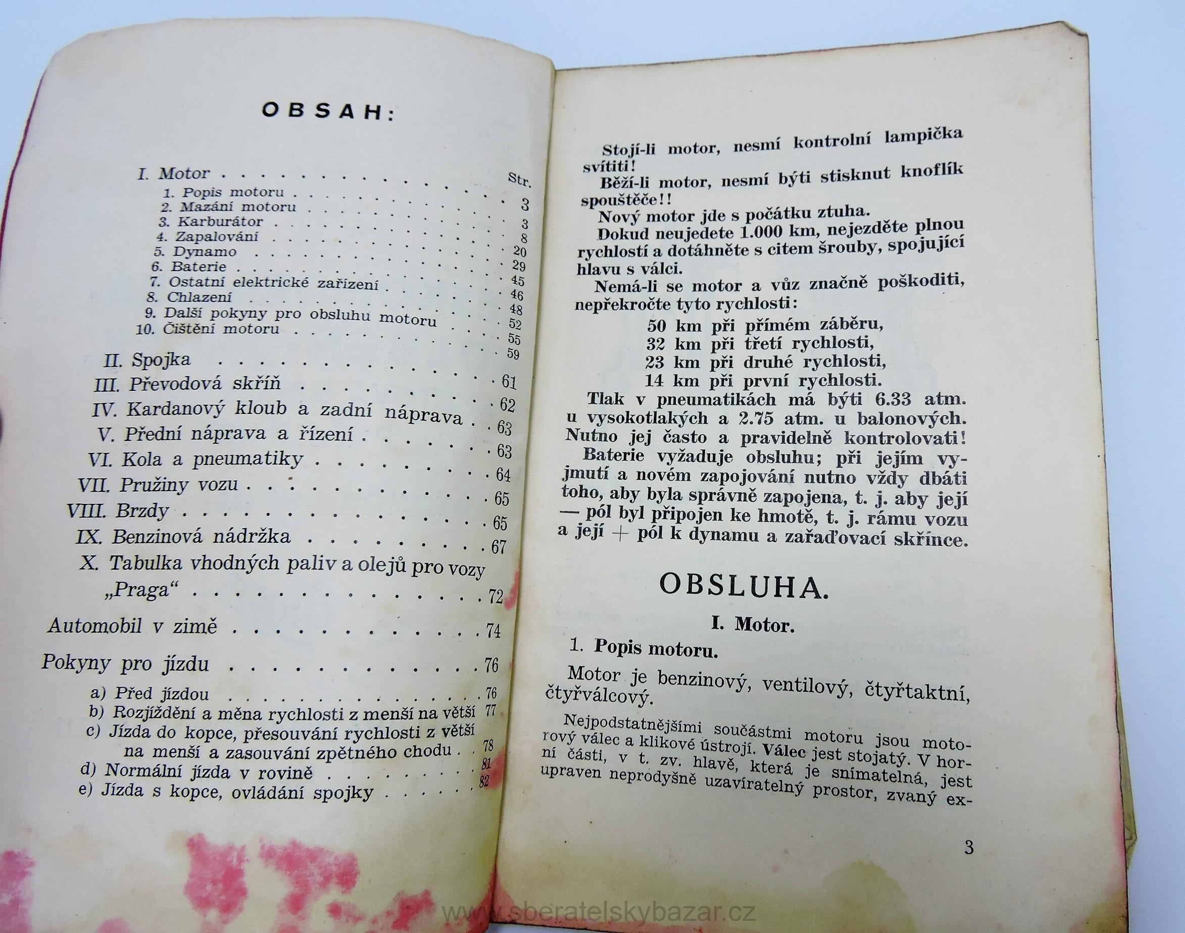 Originál příručka PRAGA tyu AN 1934