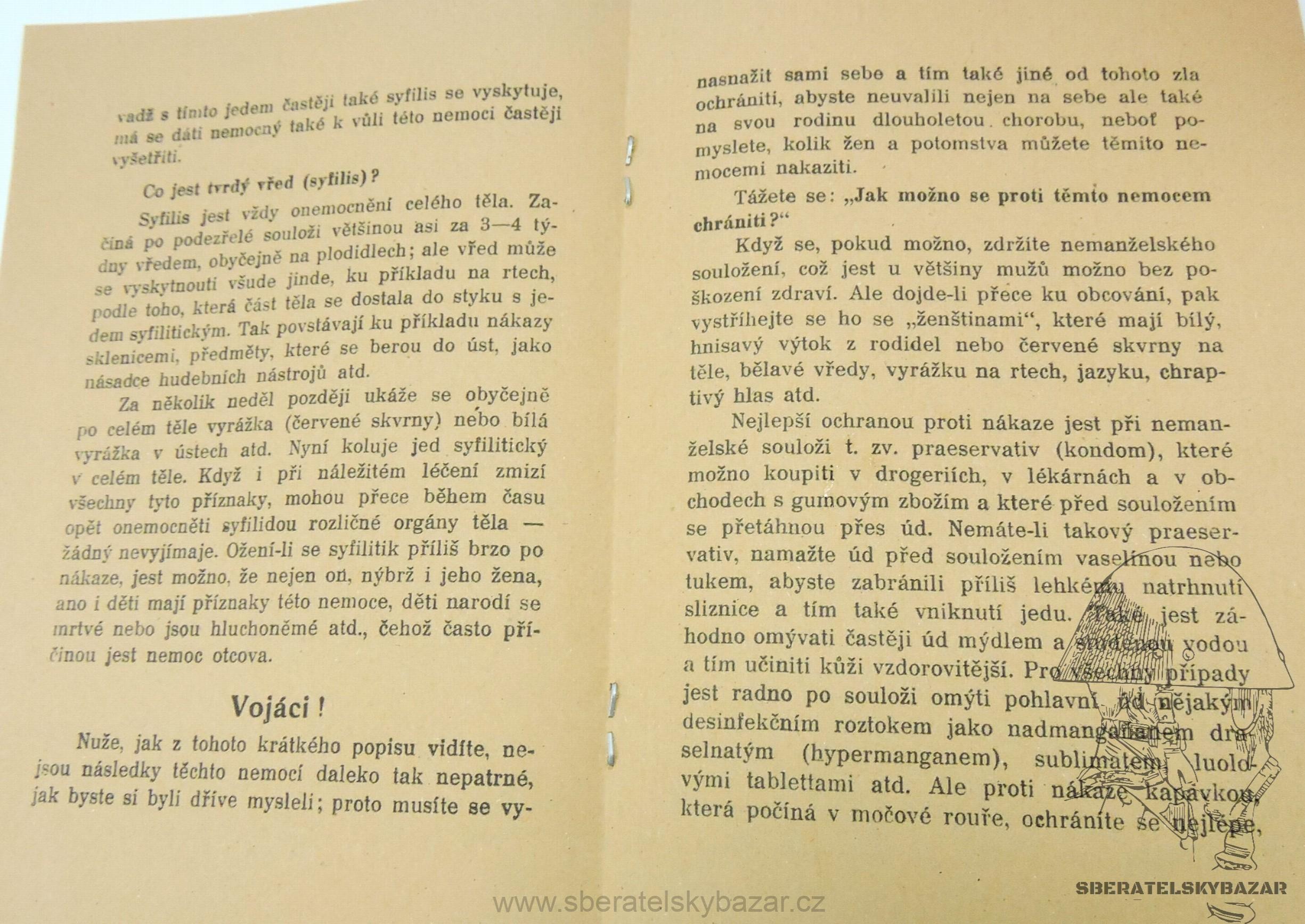 Příručka Napomenutí pro vojáky nebezpečí Pohlavních nemocí   - Reprint (Replika)