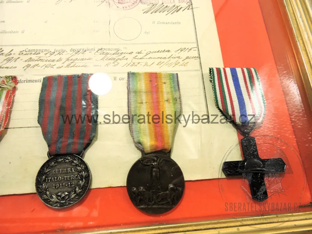 ITALSKO-TURECKÁ VÁLKA 1911–1912 – 5 MEDAILÍ + VOJENSKÝ SLUŽEBNÍ LIST