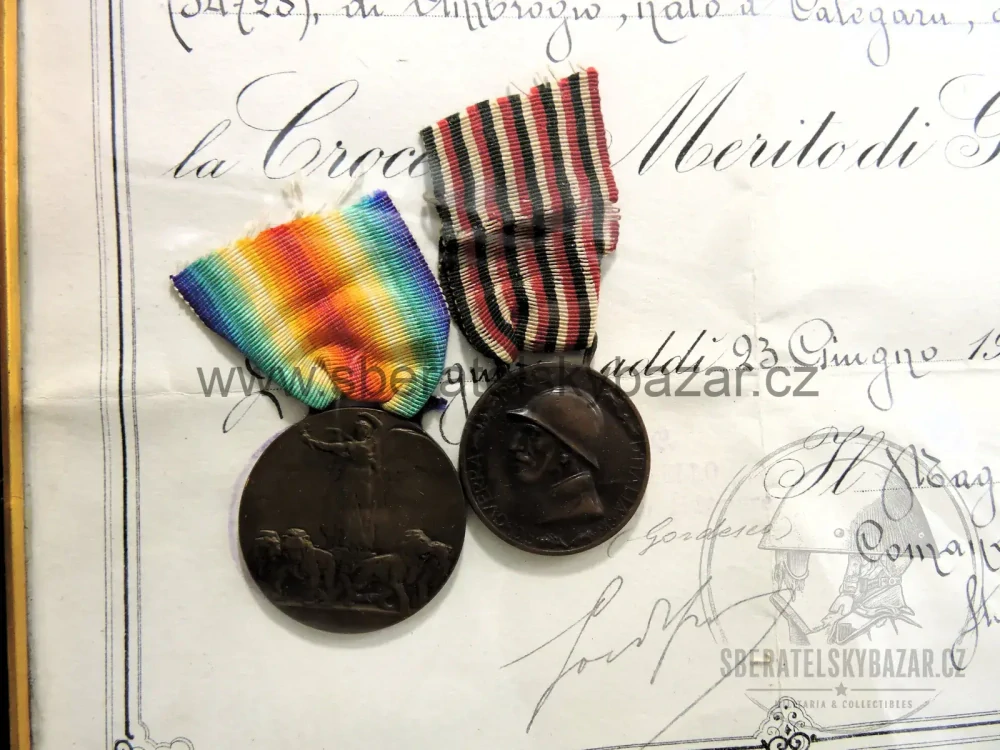 Itálie WWI – 50. pěší pluk – Croce al Merito di Guerra + dekret