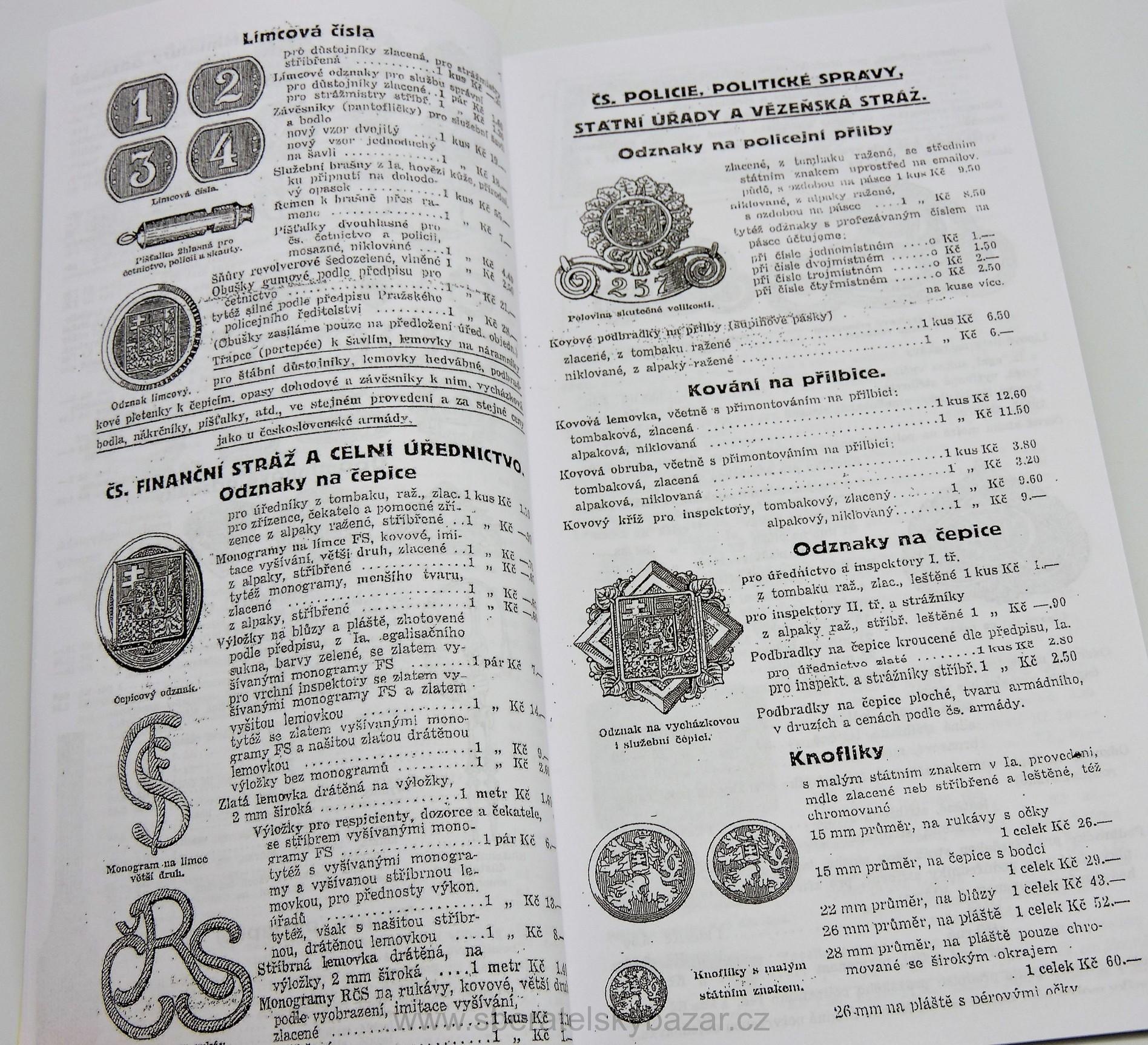 Katalog Karnet a Kyselý - Přilba 29, odznaky, přezky 46 stran  - Reprint (Replika)
