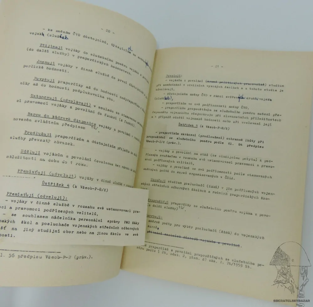 	 Originál předpis Působnost velitelů v kádrové a personální práci 
