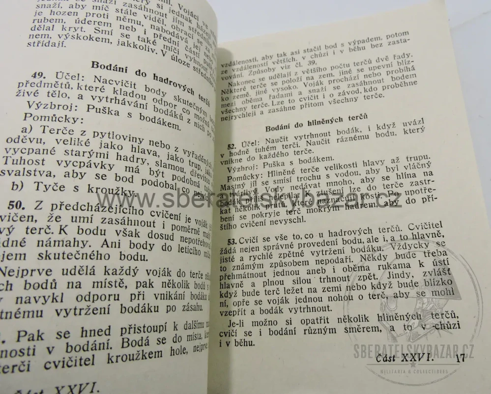 Čs. vojenský předpis – Boj zblízka – boj bodákem a rohování 