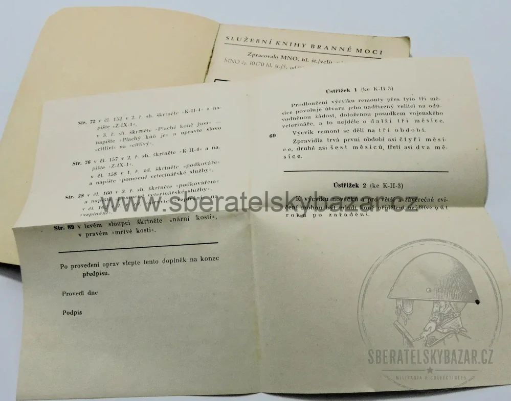Vzácný čs. vojenský předpis – Výcvik remont – 1946 – originál