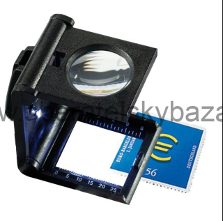 Leuchtturm Skládací lupa 5x LED s měřítkem II. jakost