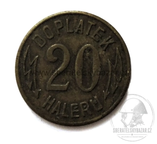 Doplatek 20 haléřů – Elektrické dráhy hl. města Prahy – nouzový žeton