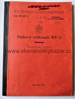 Předpis ČSLA Rádiový výškoměr RV-3 Let-28-28/1