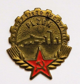 Odznak - Krajský sjezd budovatelů Plzeň 