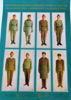 Plakát - Stejnokroje vojáků ZVS a posluchačů ČSLA A3 - Reprint