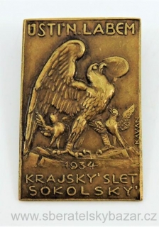 Odznak Ustí n. Labem 1934 Krajský slet Sokolský