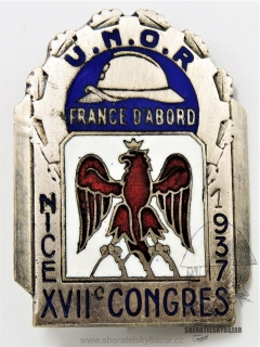 Odznak UNOR 1937 NICE 17° Congrés UNION NATIONALE OFFICIE